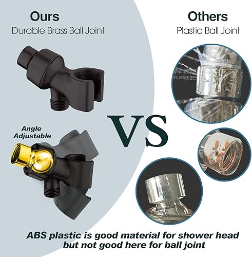 Miniatura 8 de BRIGHT SHOWERS Juego de cabezal de ducha de mano de alta presión con 9 ajustes de pulverización con brazo de extensión de cabezal de ducha de 5