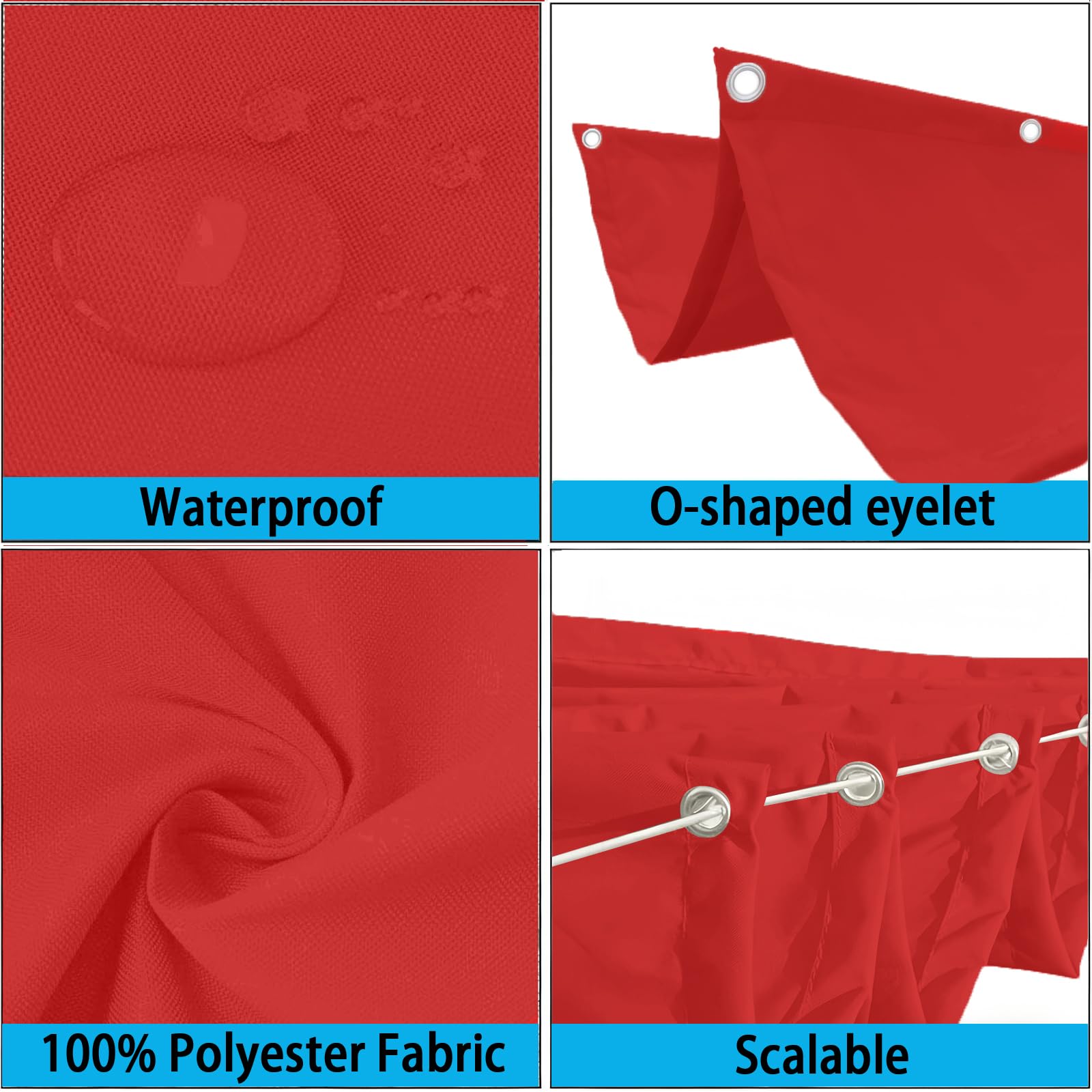 Einziehbares Sonnensegel 0.85 x 5 m Nach Maß, Sonnenschutz, Wasserdicht, 98% Uv-Schutz & Reißfest, Garten Verstellbar Schutz mit Ösen Und Kordel für Garten Terrasse, Rot