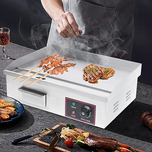 Miniatura 6 de Parrilla eléctrica de encimera comercial, parrilla de barbacoa de acero inoxidable, parrilla superior plana, placa caliente, estufa eléctrica con
