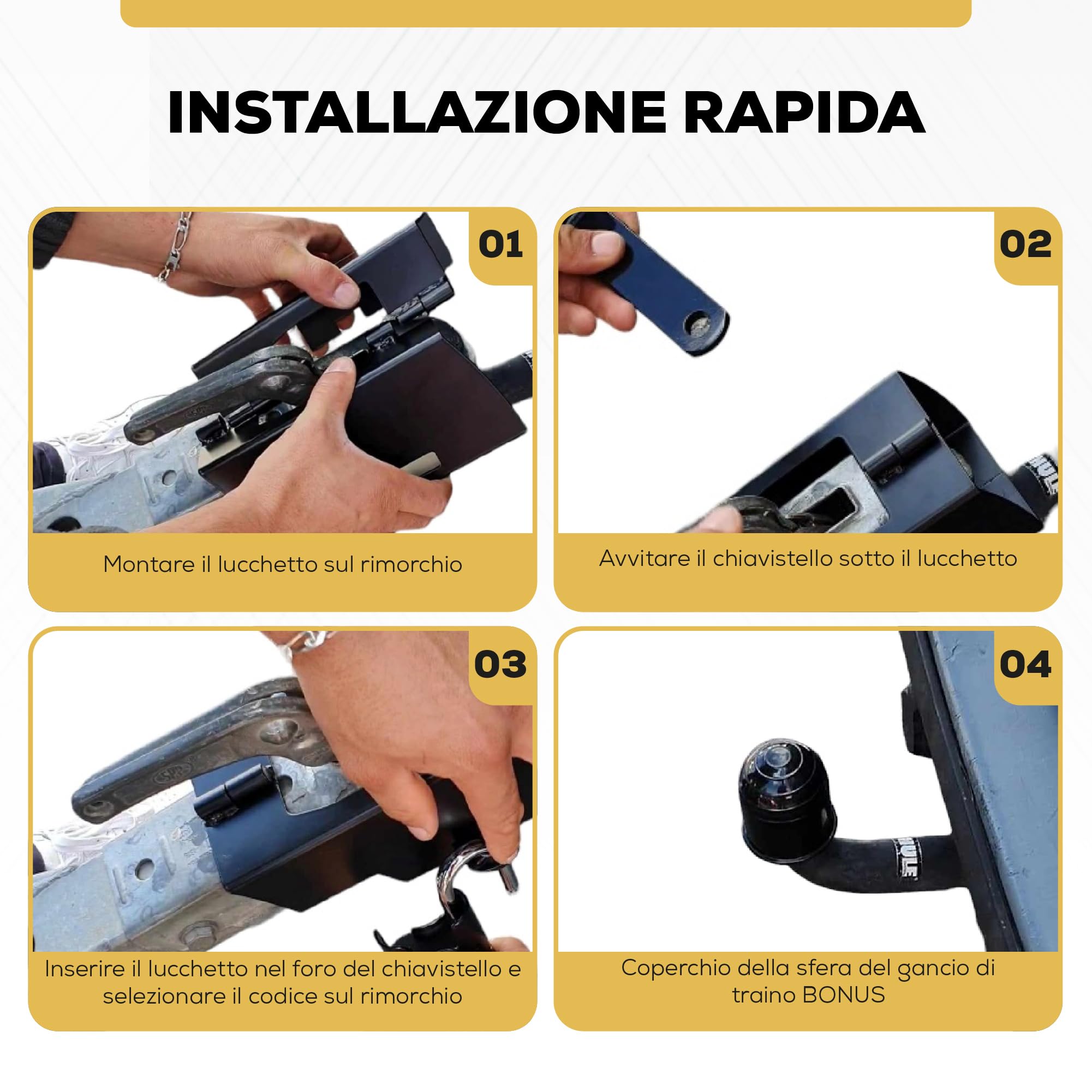Antifurto Universale Per Rimorchio Robusto - Blocco di Sicurezza Resistente con Copertura a Sfera - Compatibile con Tutti i tipi di Rimorchi