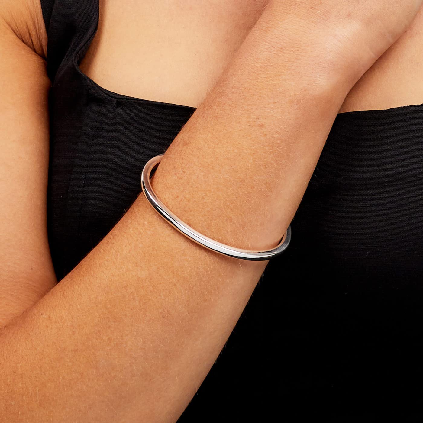 Treasure Bay Armreif für Herren und Damen, massives 925er-Sterlingsilber, Drehmoment-Armreif, Einheitsgröße, Silber