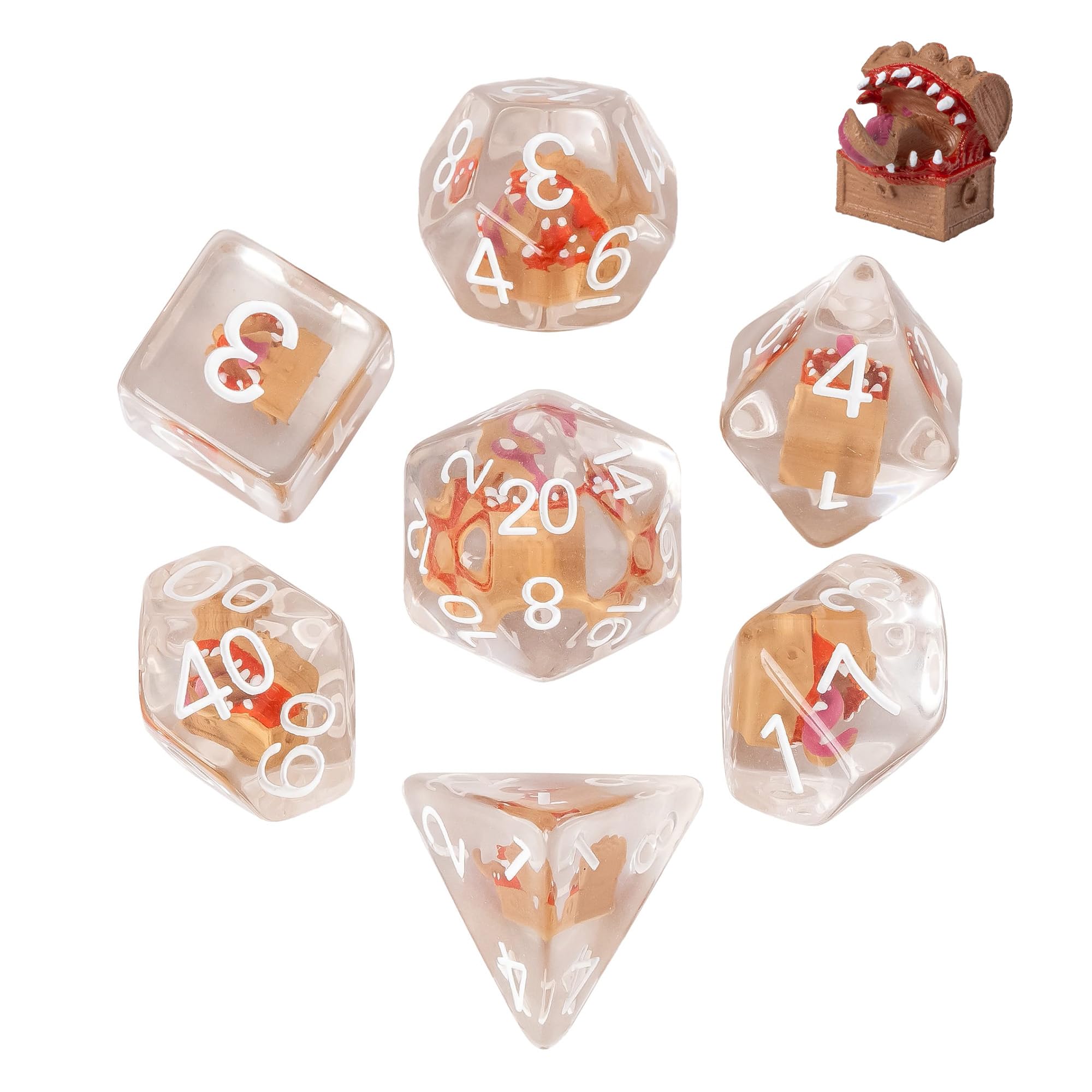 UDIXI Polyhedral Dice Set D&D, Mimic Chest DND Dice Set for Tabletop Games