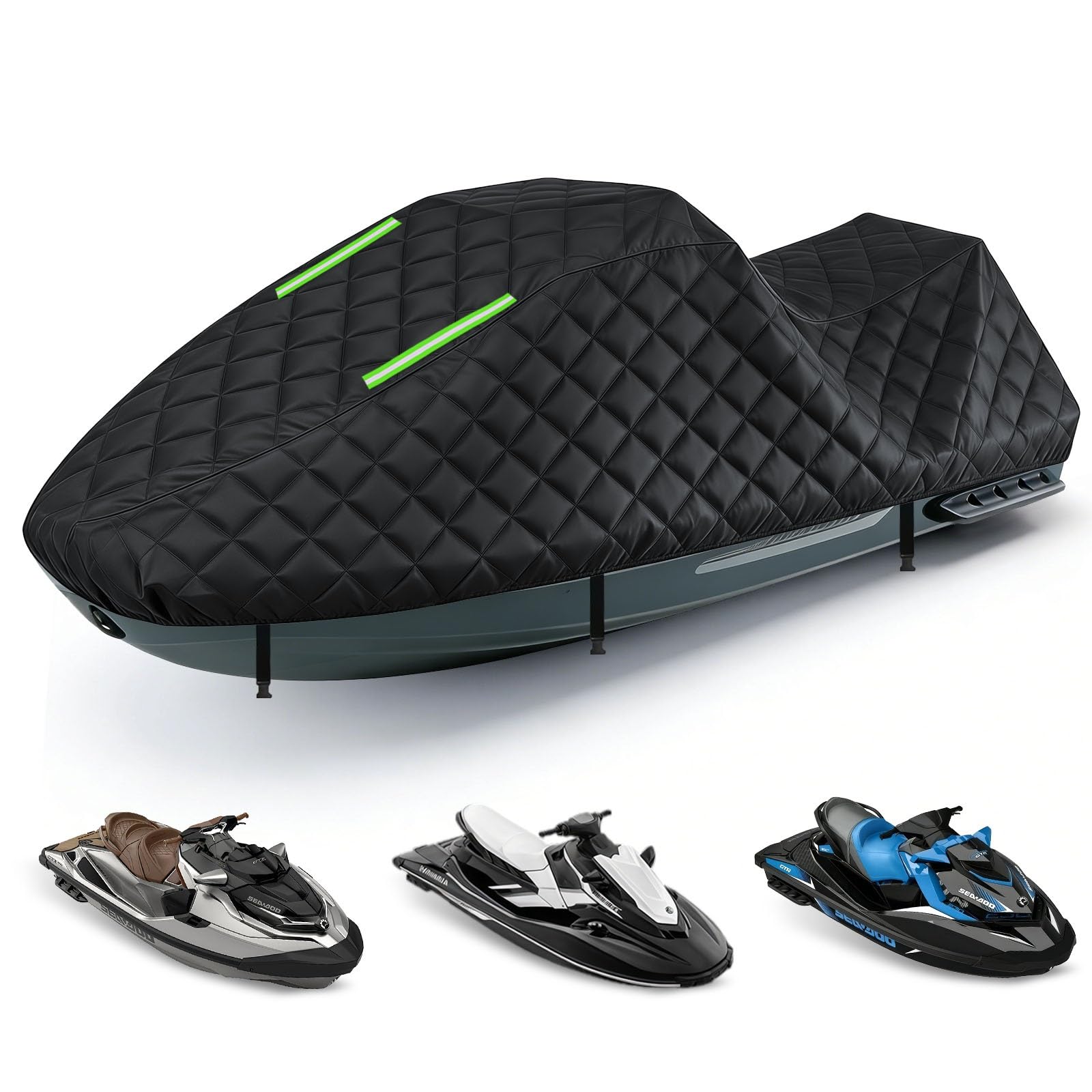 Funda Moto Acuática para Sea-Doo GTX 170|Fundas Protectoras Motos acuáticas de Exterior,Todas Las Estaciones,Resistentes Polvo,Nieve y Lluvia,con Detalles Reflectantes y Correa