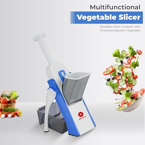 Miniatura 2 de Cortadora de mandolina segura, trituradora multifuncional de verduras con ajustador de grosor, más de 30 estilos de corte diferentes (azul)