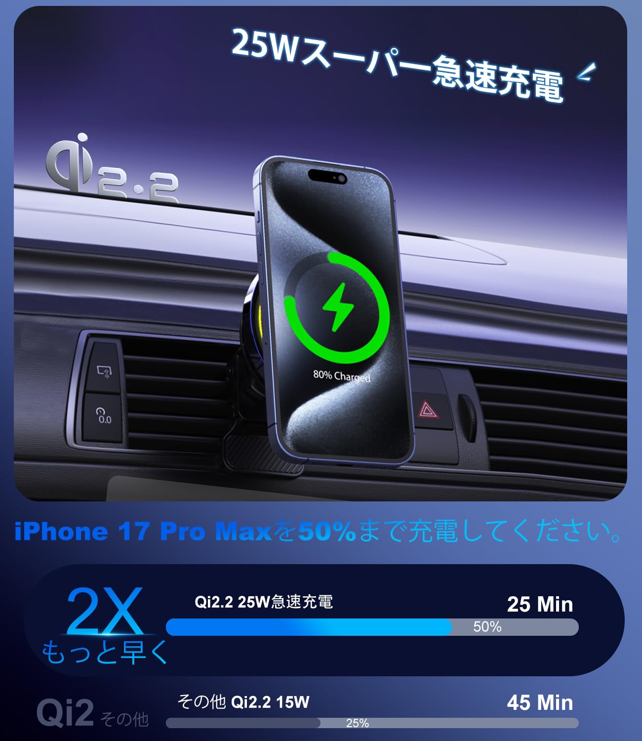 Amazon.co.jp: Koolehaoda Qi2.2認証 25W充電 magsafe車載ホルダー