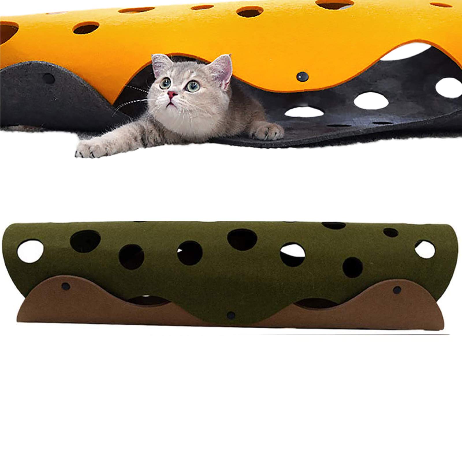 Tunnel de jeu pliable pour chat en peluche verte stimulante
