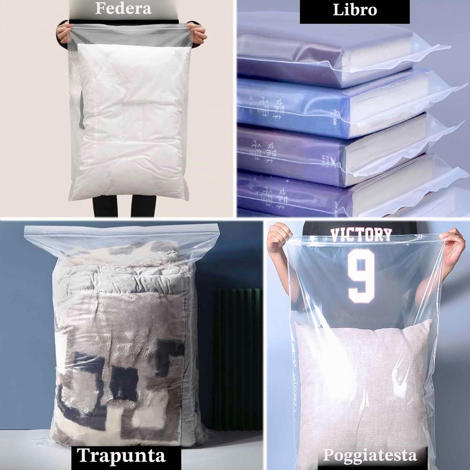 30 Pezzi Sacchetti in Plastica Trasparente Richiudibili - 50x60cm Sacchetto Sigillato,Spessa e Resistente,Borsa con Chiusura a Cerniera,per Piumini, Coperte, Deposito di Vestiti