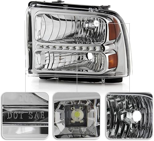 Miniatura 4 de ACANII - Faros delanteros LED Superduty para Ford F250 F350 F450 F550 Superduty 2005-2007, par 2006 del lado del conductor + del pasajero