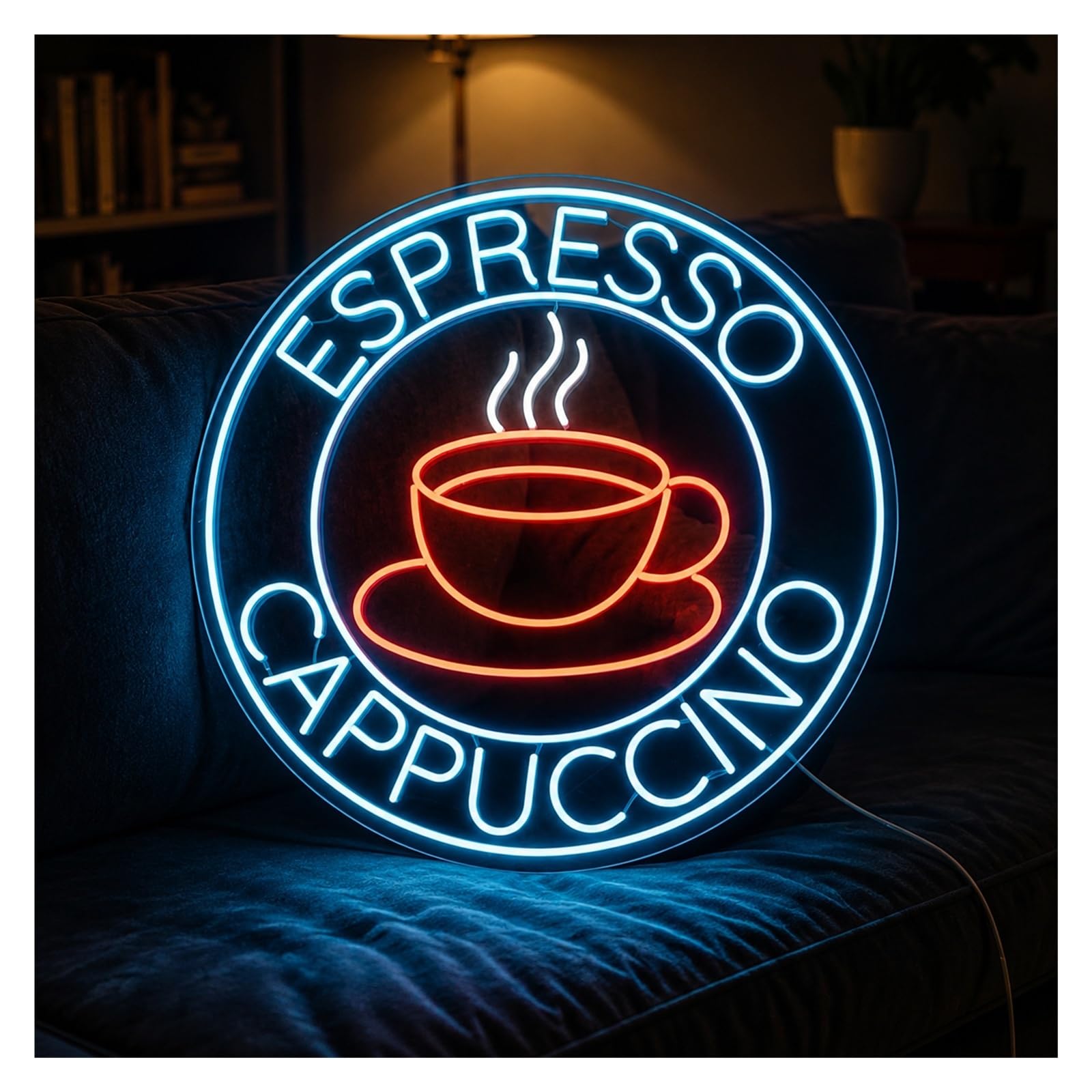 Insegna al Neon Insegna Al Neon Del Caffè Espresso Cappuccino | Vetrina Del Negozio Cup Cafe 53cm