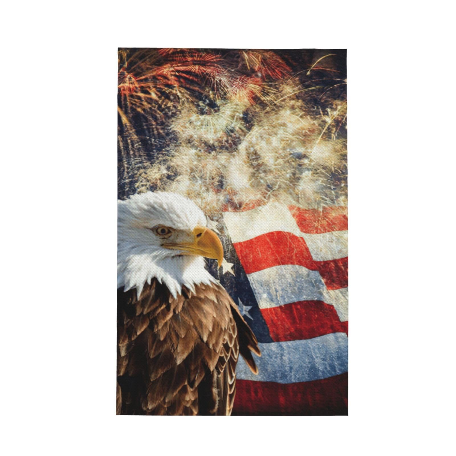 aabkjgfr American Flag Eagle Fireworks Print Waffle Kitchen Towels,Absorbent Dishcloths,Household Tableware Wipes,Multi-Functional Tea Towels