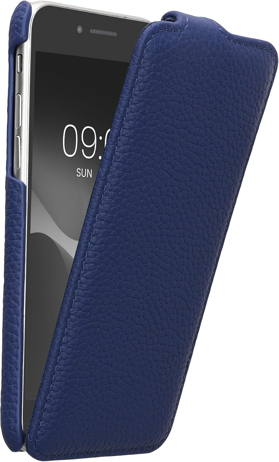 Kalibri Flip Case Compatible with Apple iPhone SE (2022)/SE (2020)/8/7 - Ultra Slim Leather Protective Phone Cover - Navy Blue