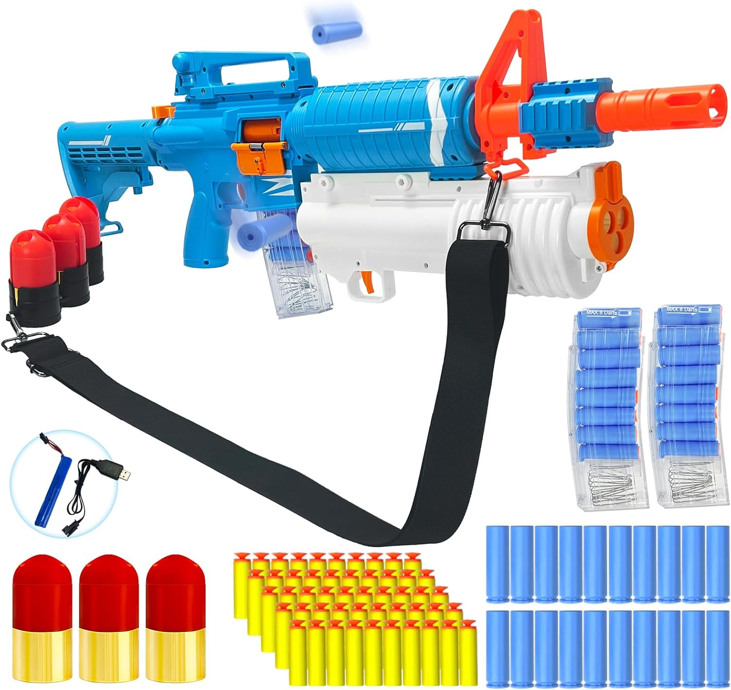 Toy Gun Shell Ejecting Electric Soft Bullet M16 Models Foam Blasters with Grenade Launcher & 3 Grenade Bullets Auto/Manual Modes Indoor Outdoor Play for 8-14+ Years Boys Girls Adults