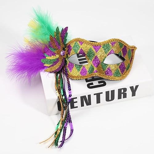 Miniatura 2 de Twinfree Máscaras de Mardi Gras para carnaval desfile de plumas sintéticas, para fiesta de máscaras, máscaras de Nueva Orleans, máscaras de fantasía