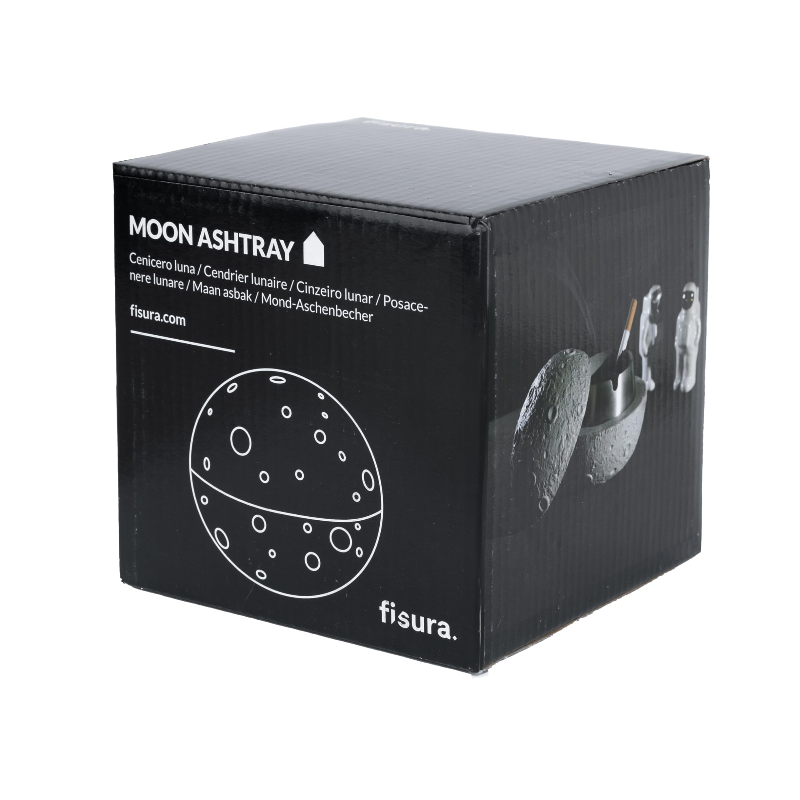 Posacenere Originale Luna Acciaio Inox Cemento Grigio 10 x 10 cm