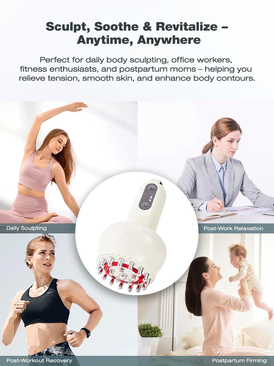 Lymphatic Drainage Massager & Anti Cellulite Massage Tool, Helps Reduce Stretch Marks & Cellulite, for Legs, Arms & Belly, Body Sculpting Machine with Microcurrent, Light, Heat & Vibration - Image 6