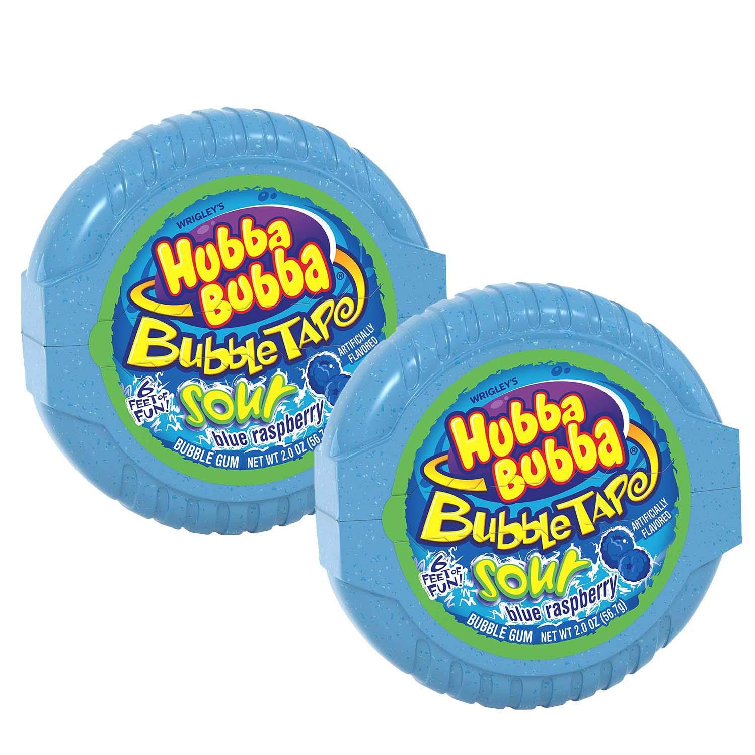 Hubba Bubba Sour Blue Raspberry Bubble Tape Pack of 2 Pouch, 2 x 56 g