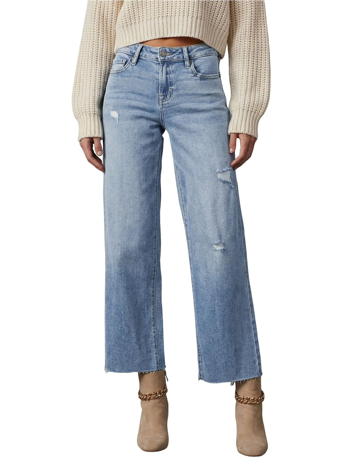 Dokotoo Women Baggy Jeans Wide Leg Petite