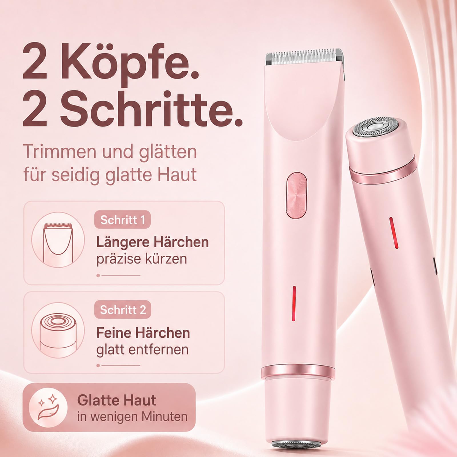Aluvea Smooth Trim, Aluvea Smooth Trim Rasierer, 5-in-1 Damen Rasierer, IPX7 wasserdicht, ideal für Beine, Achseln, Bikinizone & Augenbrauen