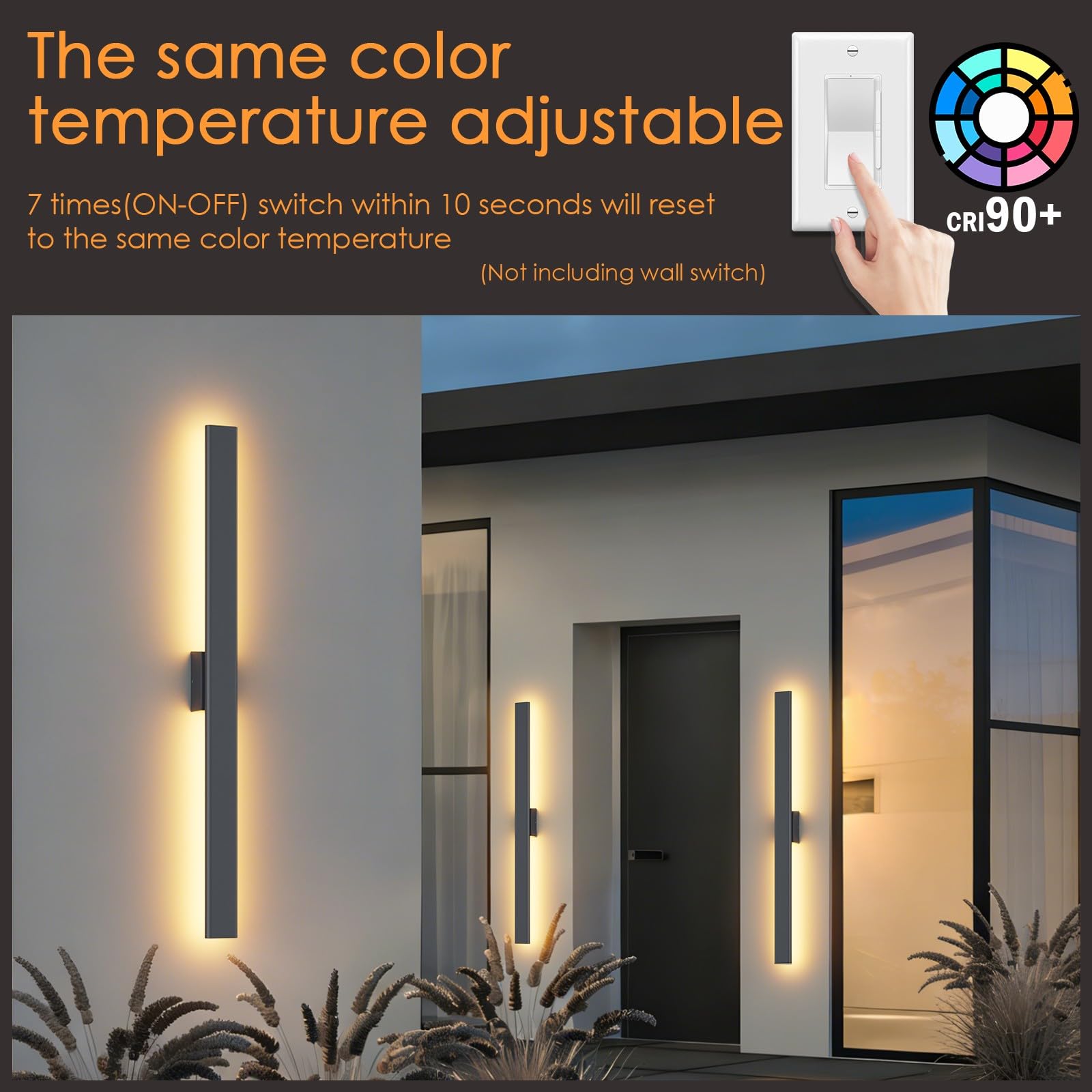 Klighten Aplique Pared Exterior, 100CM Lámpara de Pared LED Impermeable IP65 Luz de Aluminio Iluminación 3000K/4000K/6000K Ideal para jardines, Garajes, Portales (Antracita) | 3000K/4000K/6000K Lámpara de exterior, IP65 impermeable, lámpara de pared exter
