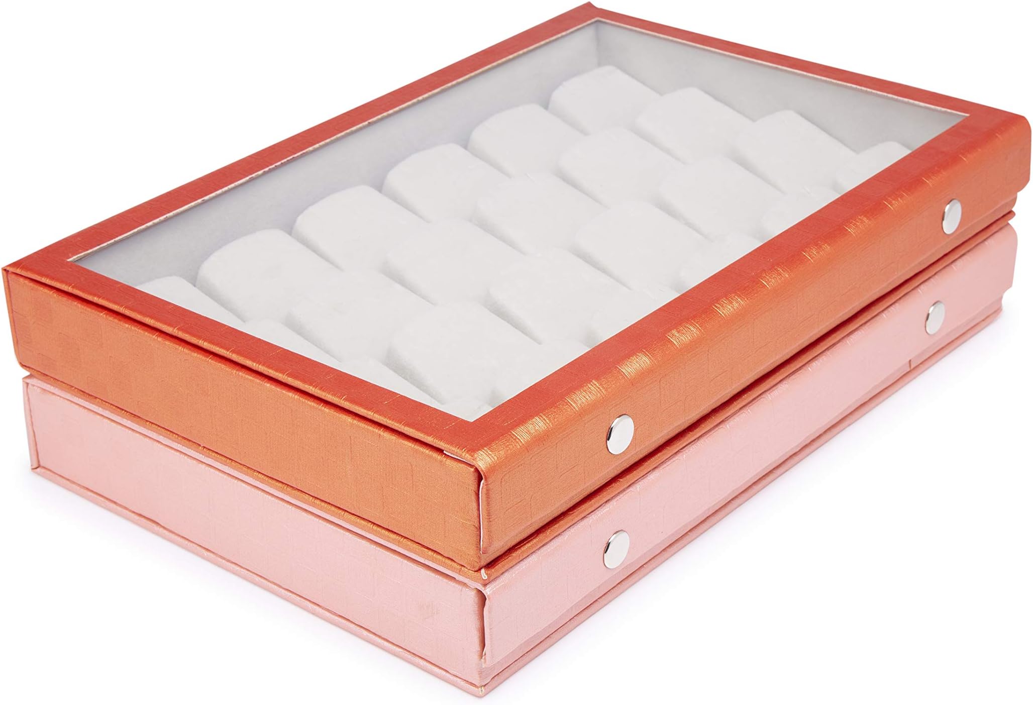 Box Queen Ideal Earring Box Organizer Storage 24 Pairs Earrings Stud Showcase Case and Earrings Accessories Organizer ~ Accessories Showcase Storage Colours Available (Pink & Orange), Cardboard