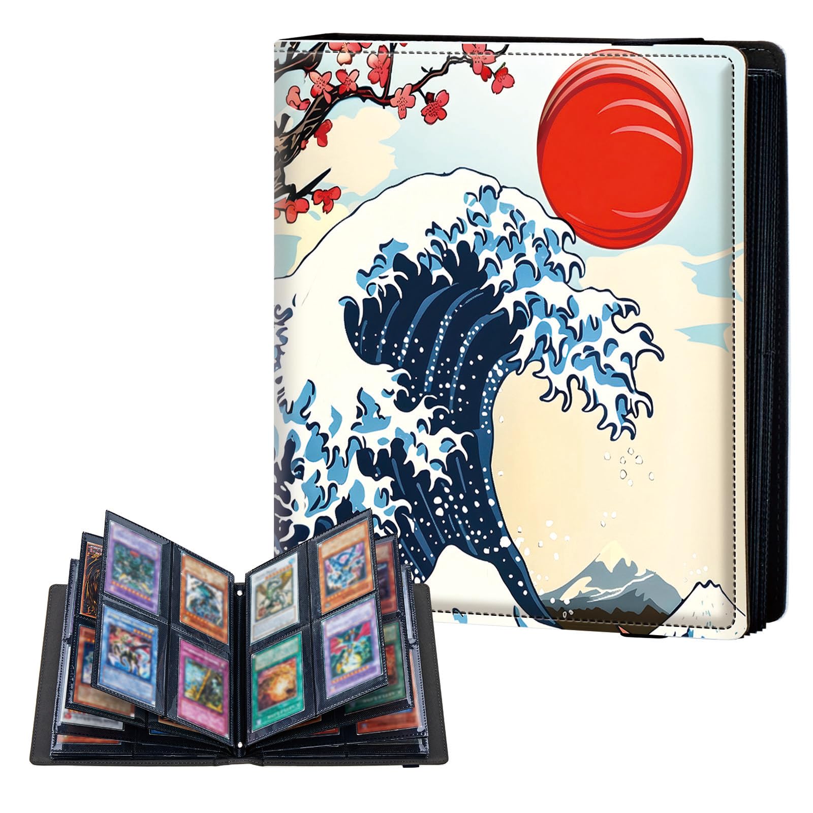 ETLKJVBL 4 Pocket Trading Card Binder, Card Collection Binder for TCG, MTG, Sports Cards, Baseball, Waves Sun Trading Card Book Holder for Collectors, Top Loader Binder โ image 1