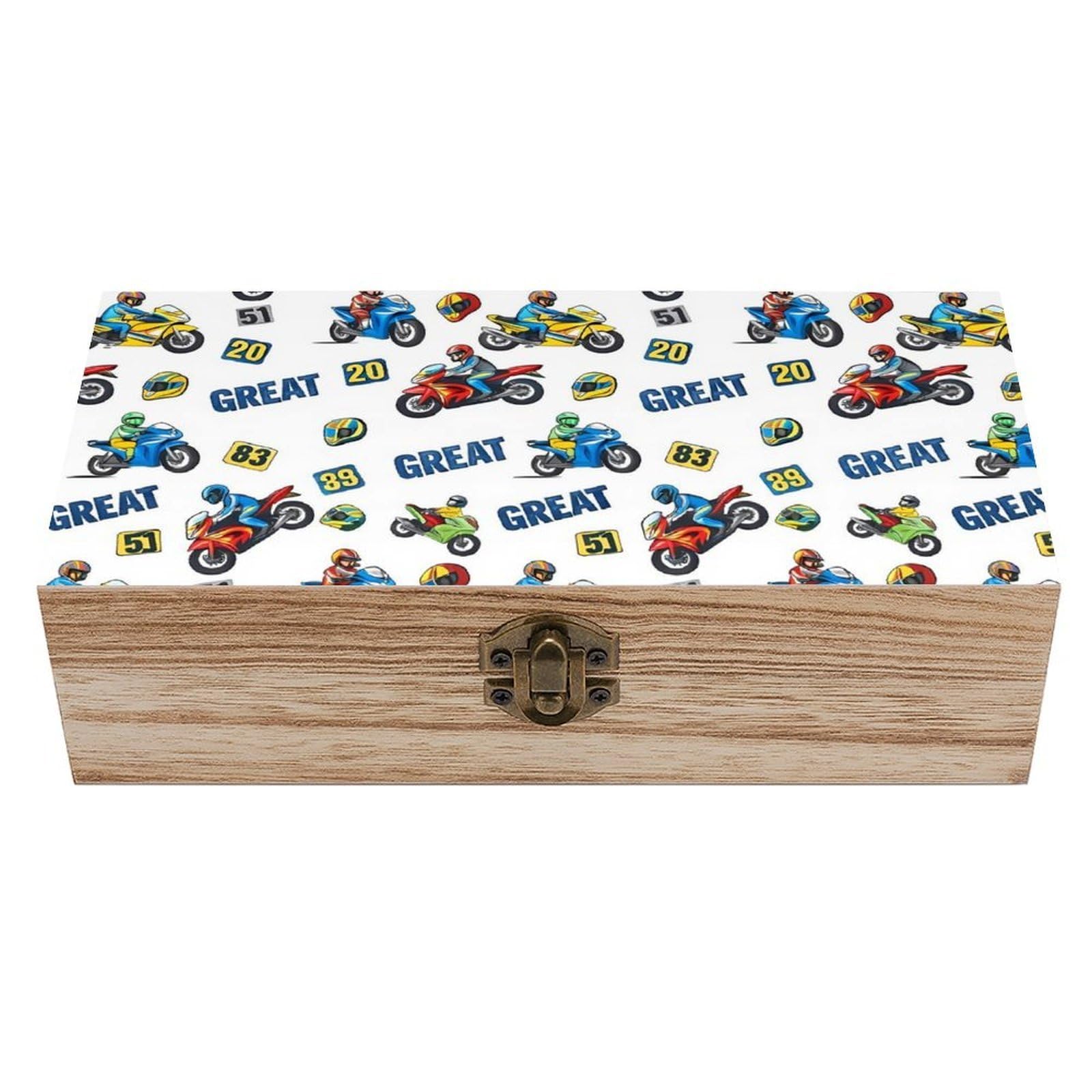 HLBSDM Motocross Motorcycle Racing Dirt Bike Wooden Storage Box