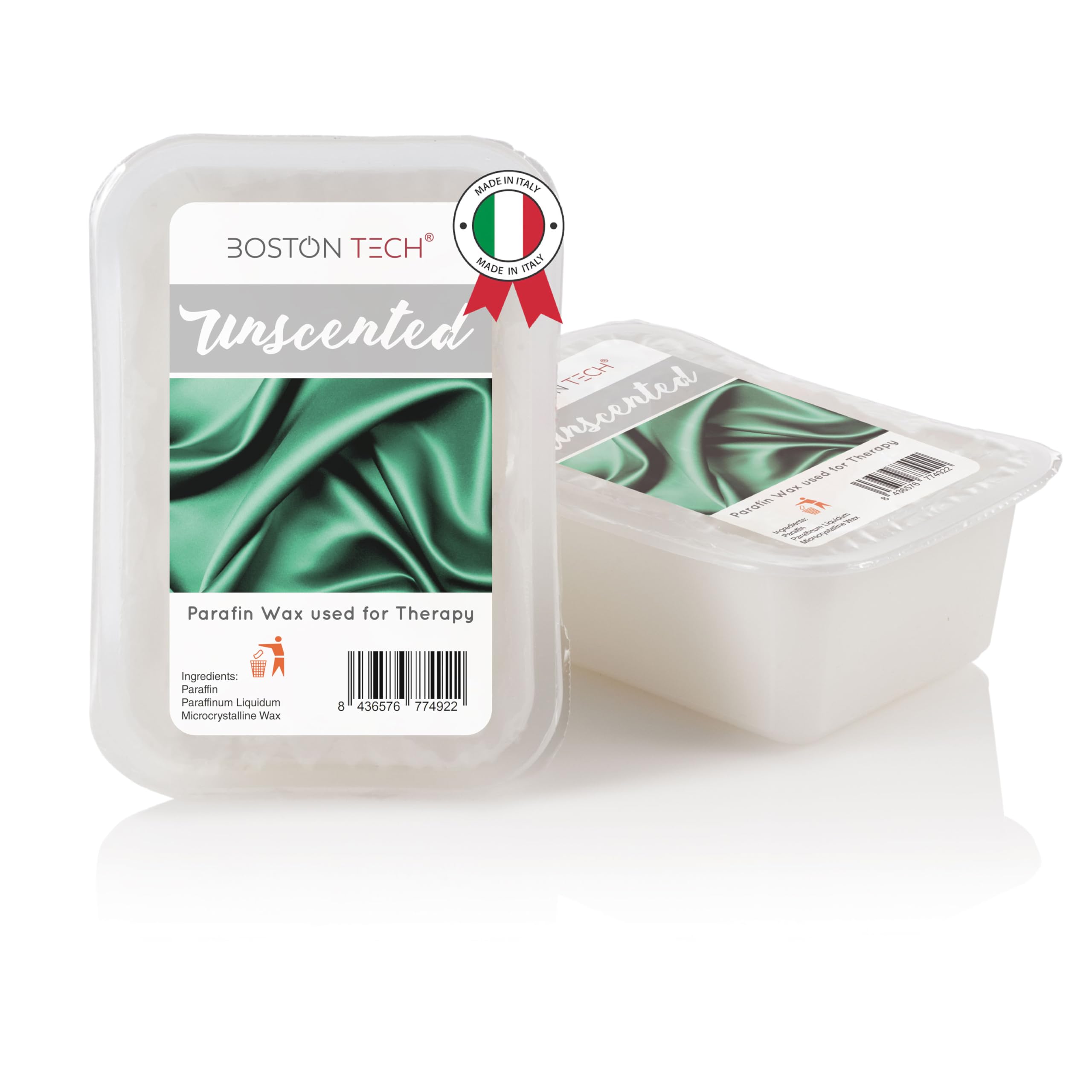 Paraffina Boston Tech per mani e piedi, riabilitazione antiossidante, trattamento di artrite e osteoartrite, idrata e nutre, confezione da 2 blocchi x 500 g Neutro