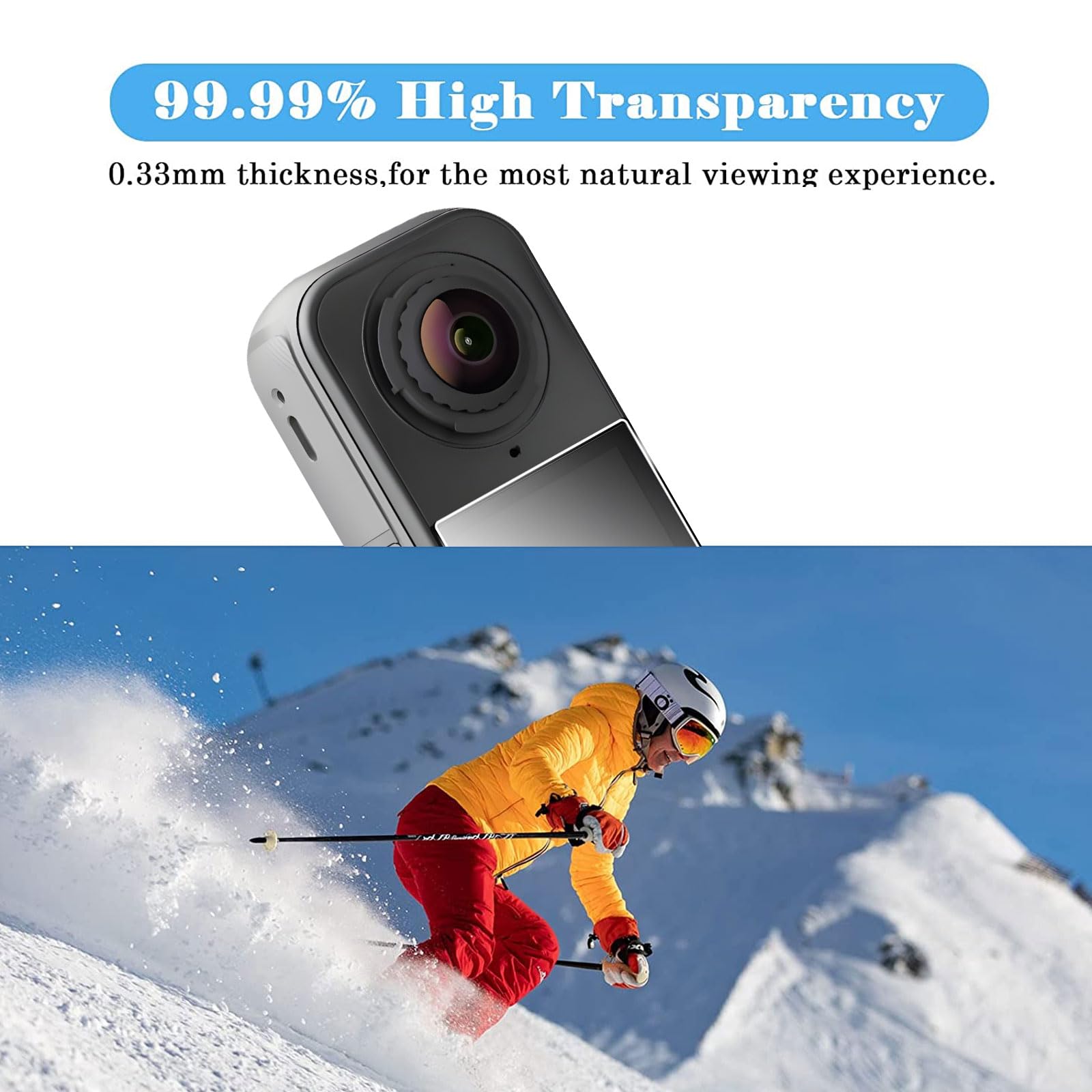 QULLOO Pellicola Protettiva per Insta360 X4 Air, 3 Pezzi HD Vetro Temperato Durezza 9H Anti-graffio Schermo Protezione