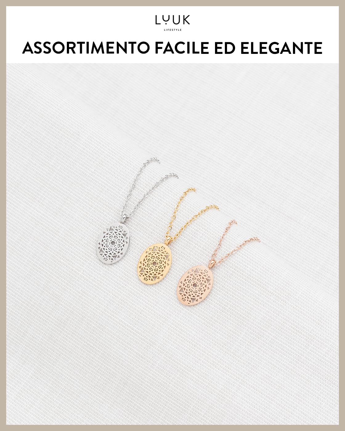 LUUK LIFESTYLE Collane femminili in acciaio inossidabile con fini ciondoli portafortuna, dedica HAPPINESS, regalo, argento, oro, oro rosa