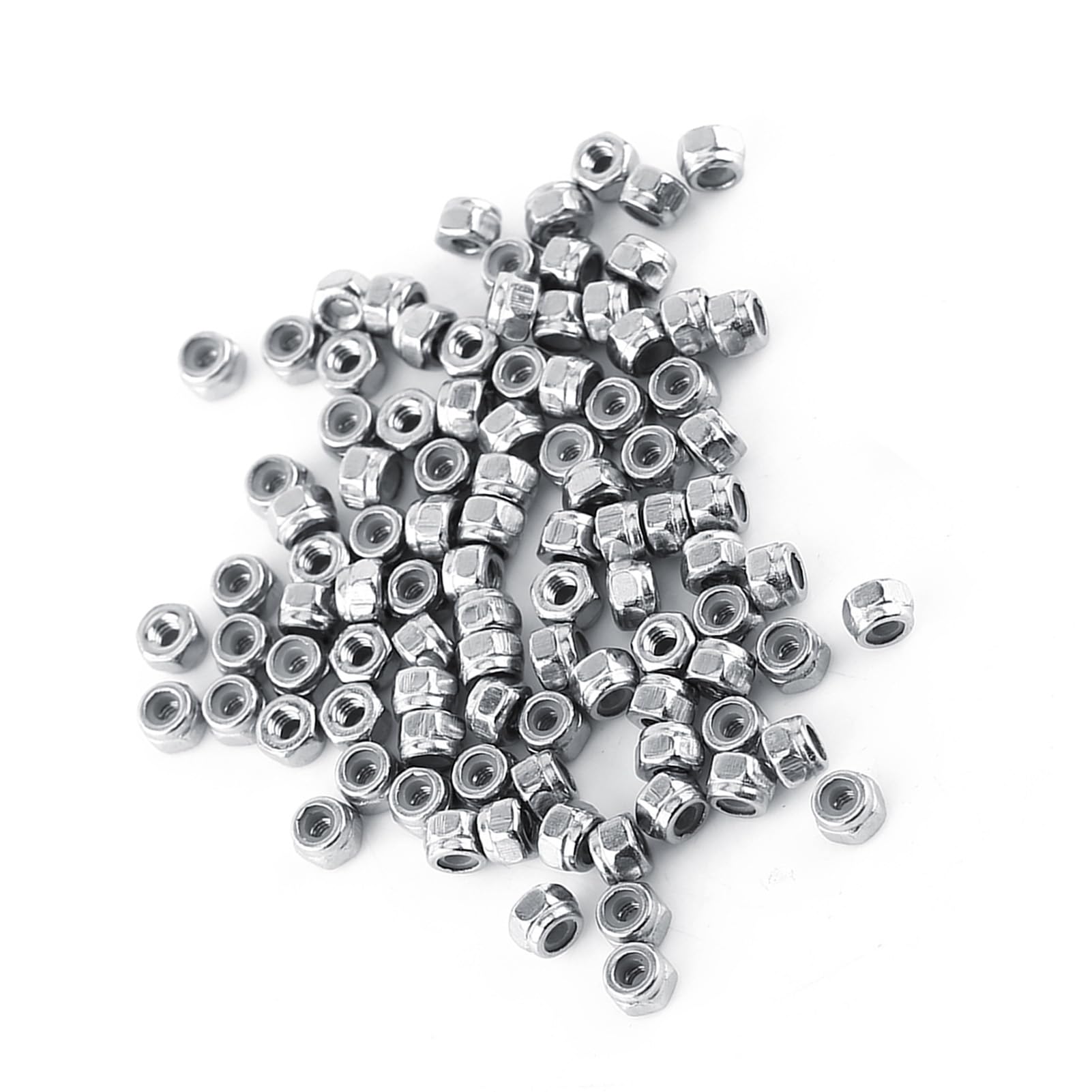 Dadi di Bloccaggio Esagonali con Inserto in Nylon, Acciaio Inossidabile SS304, M2, 100 Pezzi, Autobloccanti