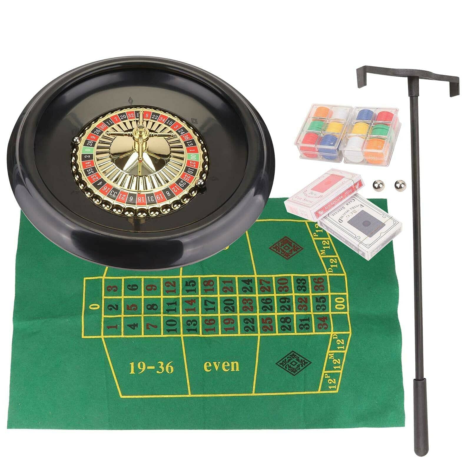 SUNNYNEST 16 Inch Luxury Roulette Wheel Game Set, Complete Set with Felt Rake, Playing Cloth, Balls, Chips & Playing Cards, Professional Tabletop Roulette Kit for Home, Party,Entertainment