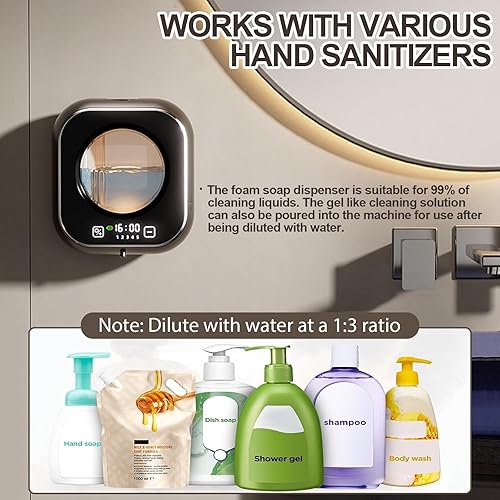 Miniatura 3 de Dispensador automático de jabón, dispensador de jabón de manos inteligente sin contacto de 10.2 fl oz, 5 niveles de jabón ajustables, dispensador de