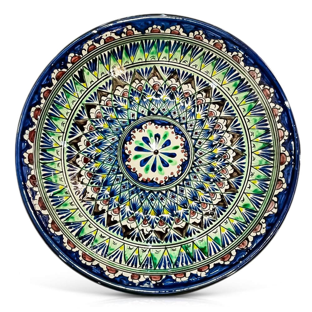 Set - Kazan Usbekisch Gusseisen 12L Topf Wok für Plov mit Flachem Boden mit Deckel, Holzlöffel, Schaumlöffel, Schöpfkelle, Holzspachtel, Abdecktasche, Lagan Teller Ø 34 cm, Unbeschichtet