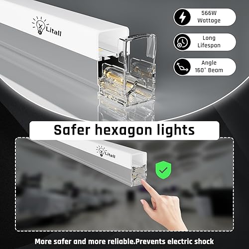 Miniatura 3 de Luz de garaje hexagonal - Luces LED hexagonales, alto brillo 566W 70750LM 6500K luces de panal súper brillantes para garaje, sótano, almacén, tienda