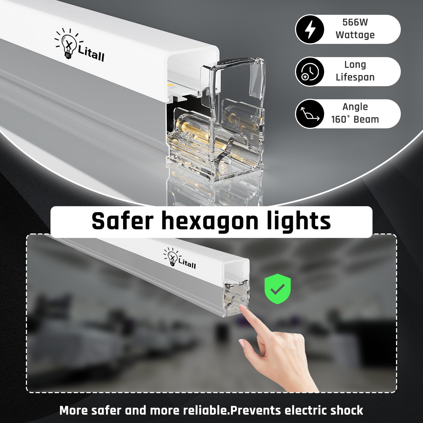 Sechseck-Garagenlampe - Sechseck-LED-Lampe, hohe Helligkeit 720W 70750 Lumen 6500K superhelle Wabenlampe, geeignet für Garagen, Keller, Autopflegewerkstätten, Auto-Tuning-Läden (5-Pack,weiß)