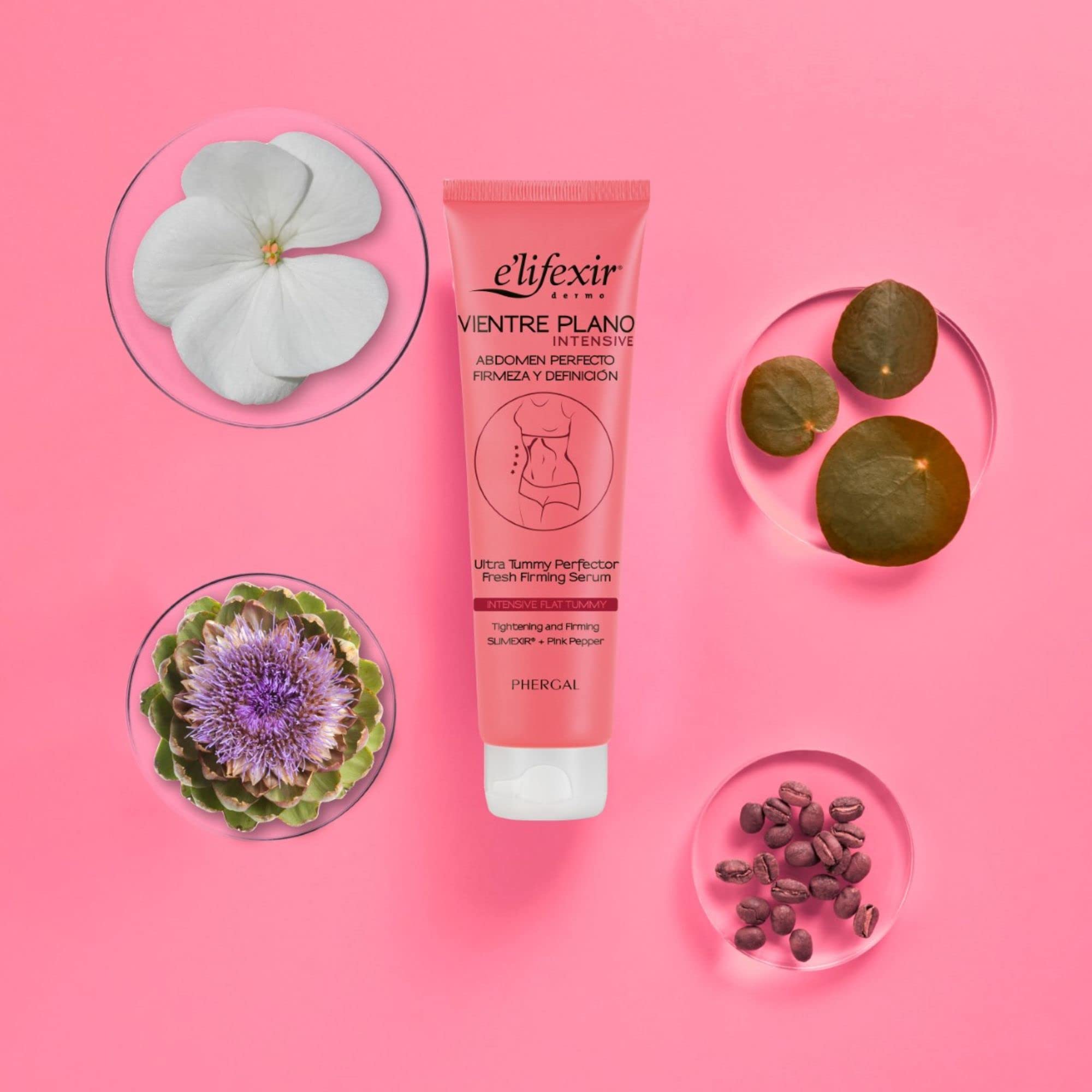 Elifexir | Intensywne płaskie serum brzucha | Usuwa objętość, drenaż, tonizuje i ujędrnia brzuch, wzmacnia ćwiczenia hipopresyjne | Z SLIMEXIR, PINK PEPPER i kofeiną | 150ml