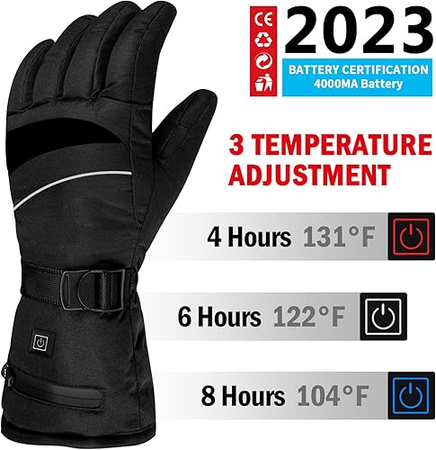 Miniatura 2 de Guantes térmicos, 3 temperaturas de calefacción ajustables y recargables, guantes de invierno para hombres y mujeres, guantes de invierno con