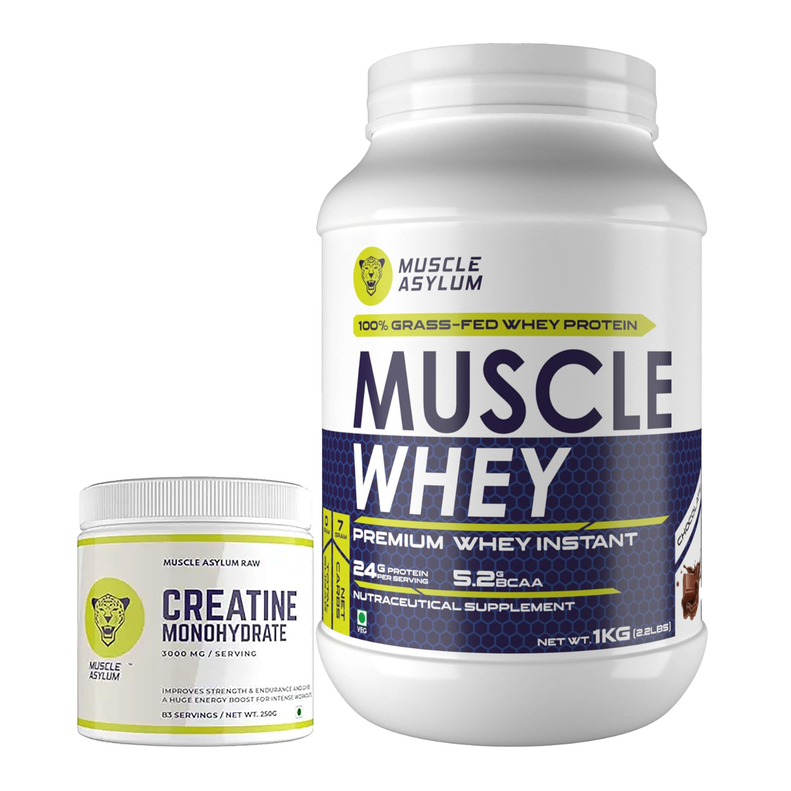 Muscle Asylum Combo of Muscle Whey 100% Whey Protein - 24g Protein, 5.29g BCAA - (25 Servings) Double Chocolate Flavor, 1 Kg & Micronized Creatine Monohydrate Powder (83 Servings), 250g (B0B7DYHP7V) Amazon Price History, Amazon Price Tracker