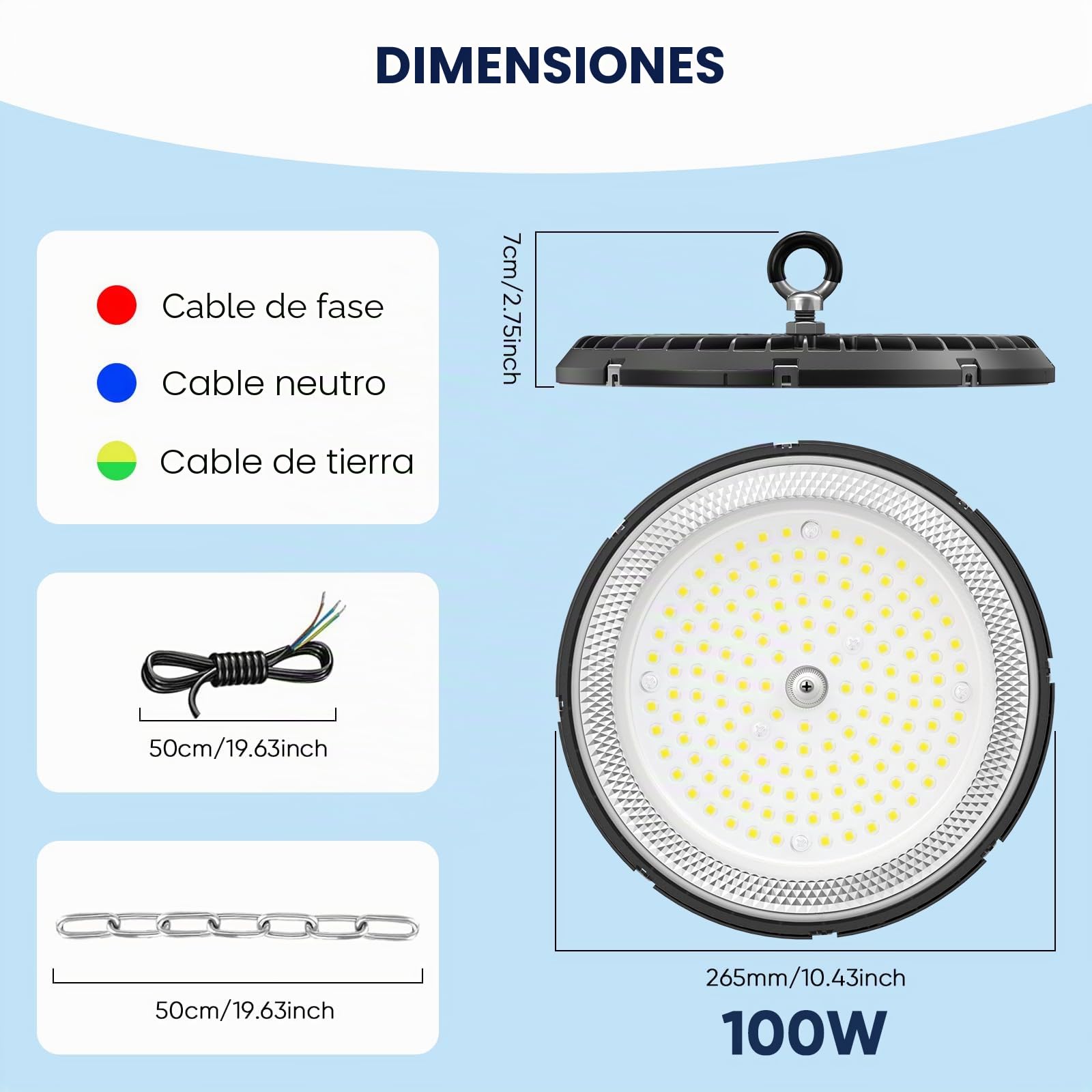 6 pack 100W UFO LED lámpara de taller, de alta luz de la bahía 15000LM, 6000K