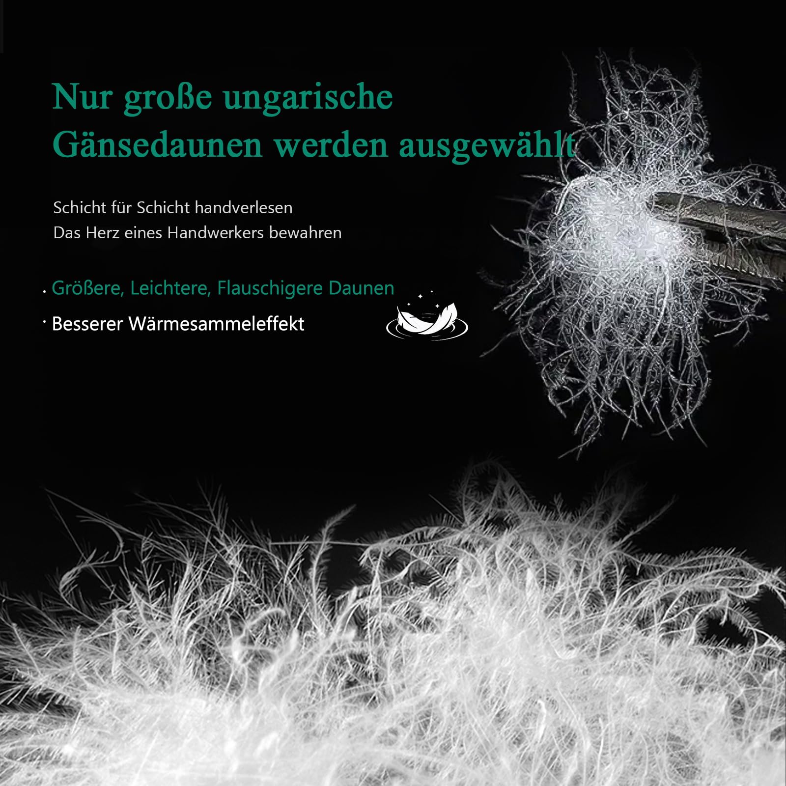 APSMILE Daunendecke 135x200 Ganzjahres Bettdecke 135x200 Hohe Flauschigkeit Gänsedaunen und Federn, 100% Ägyptische Baumwolle, Allergiker Natur Duvet RDS Zertifiziert für Tierwoh