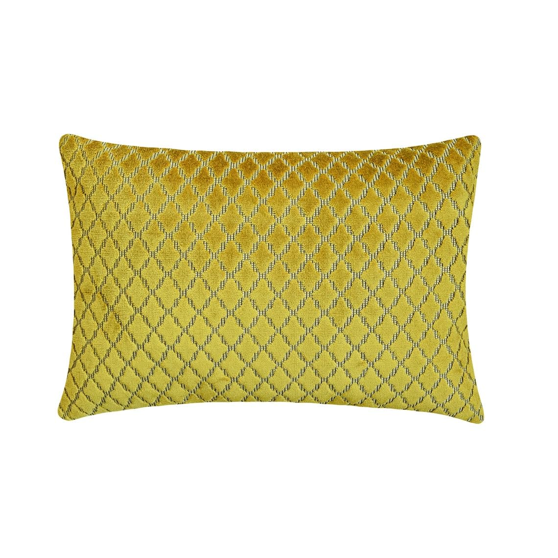 The HomeCentric Decorative Chartreuse Green 30x65 cm (12"x26") Lumbar Cushion Covers, Velvet Lattice, Textured, Velvet, Geometric Lumbar Cushion Covers, Geometric Modern Style - Marvel Chartreuse โ image 1