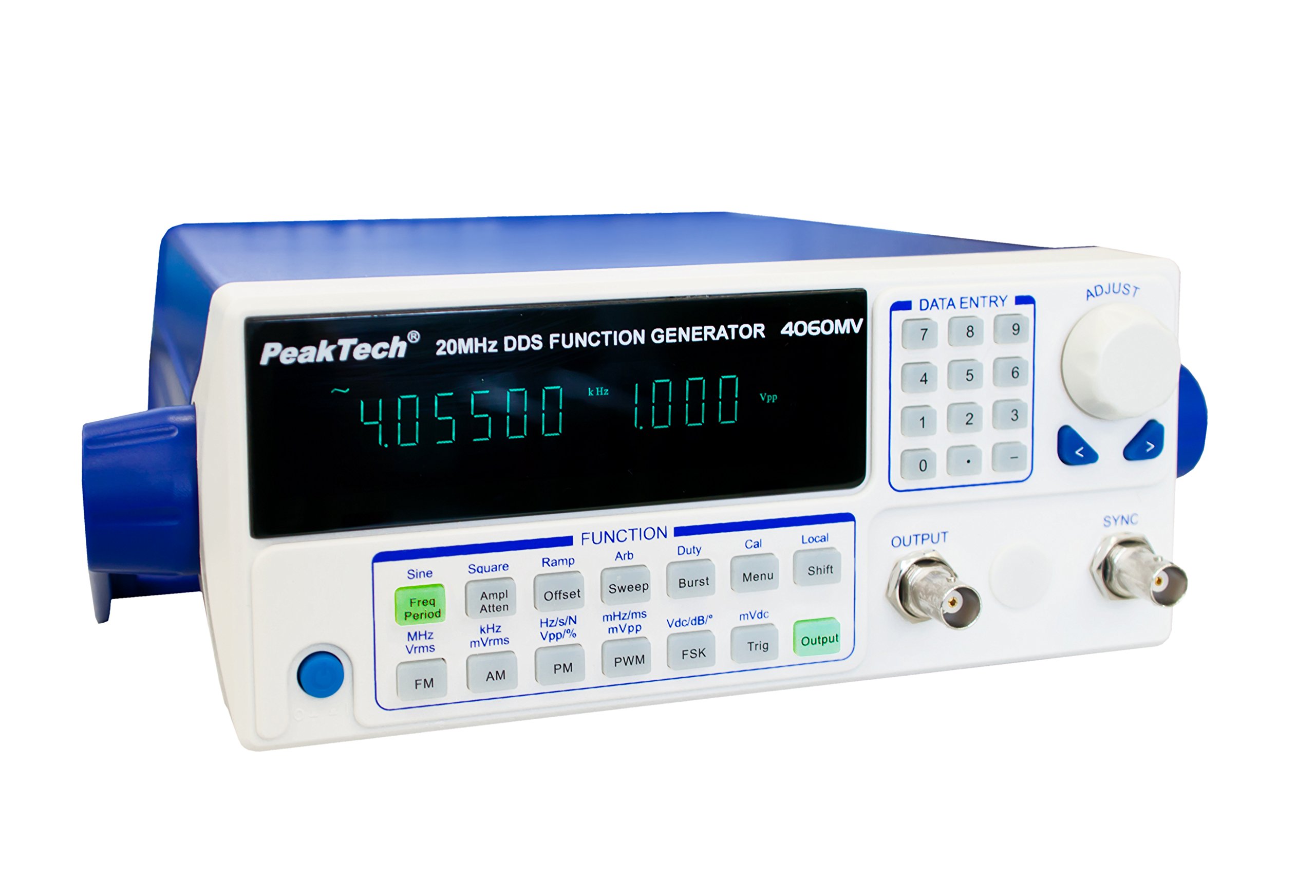PeakTech P 4060 MV Funktionsgenerator 10µHz - 20MHz mit 10W Leistungsverstärker/Fernsteuerung über USB/FM, AM, PM, PWM, FSK Modulation, 1 Stück