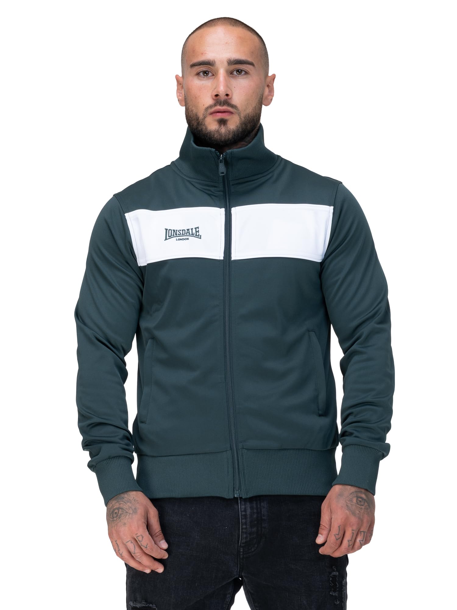 Lonsdale Herren Trainingsjacke schmale Passform ALNWICK M, Green/White