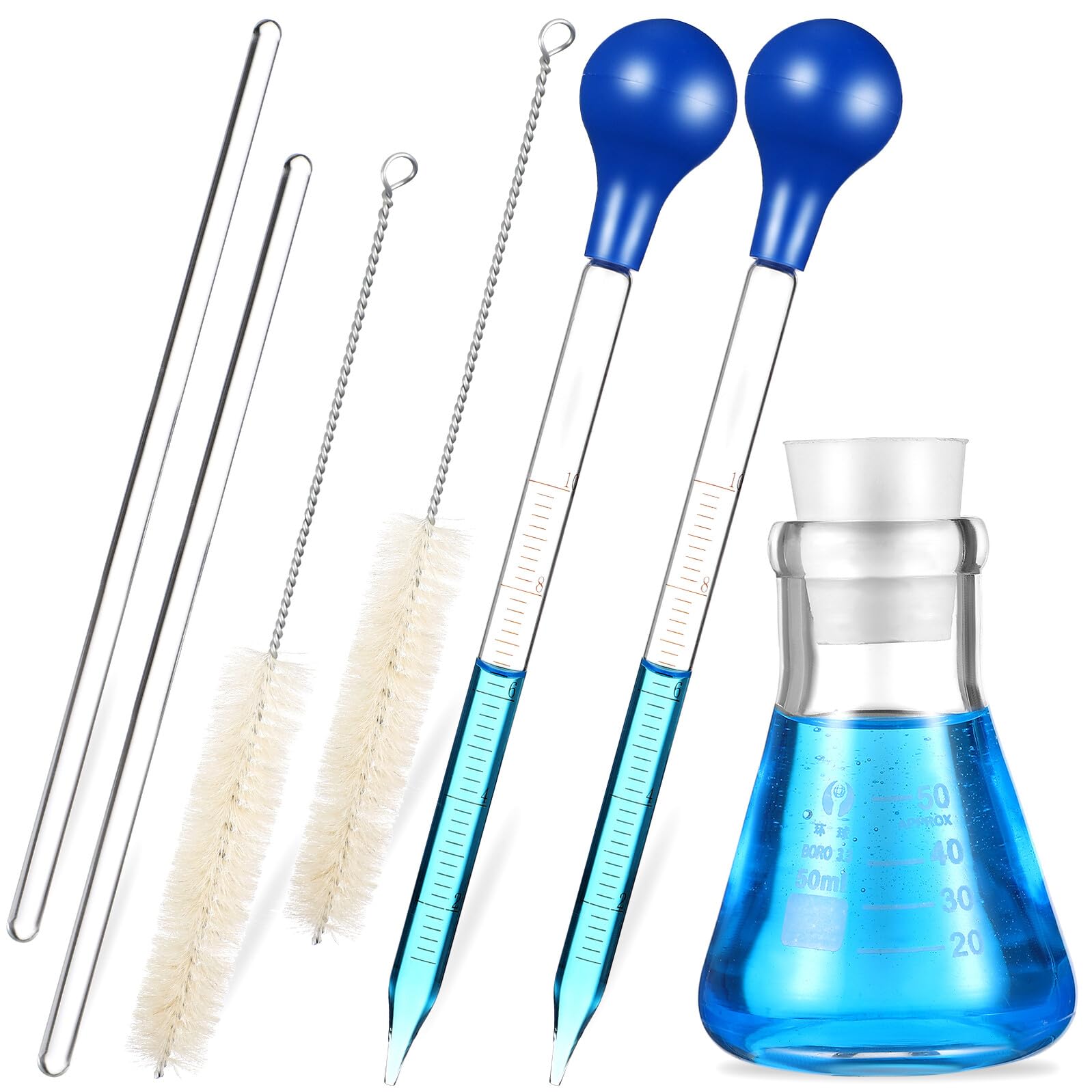 Beuta di Erlenmeyer in Vetro 50 Ml con Pipette Contagocce