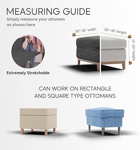 Miniatura 3 de PAULATO BY GA.I.CO. Funda otomana - Sofá taburete elástico - Protector de puf para mascotas y niños - Funda otomana suave - Fundas duraderas para