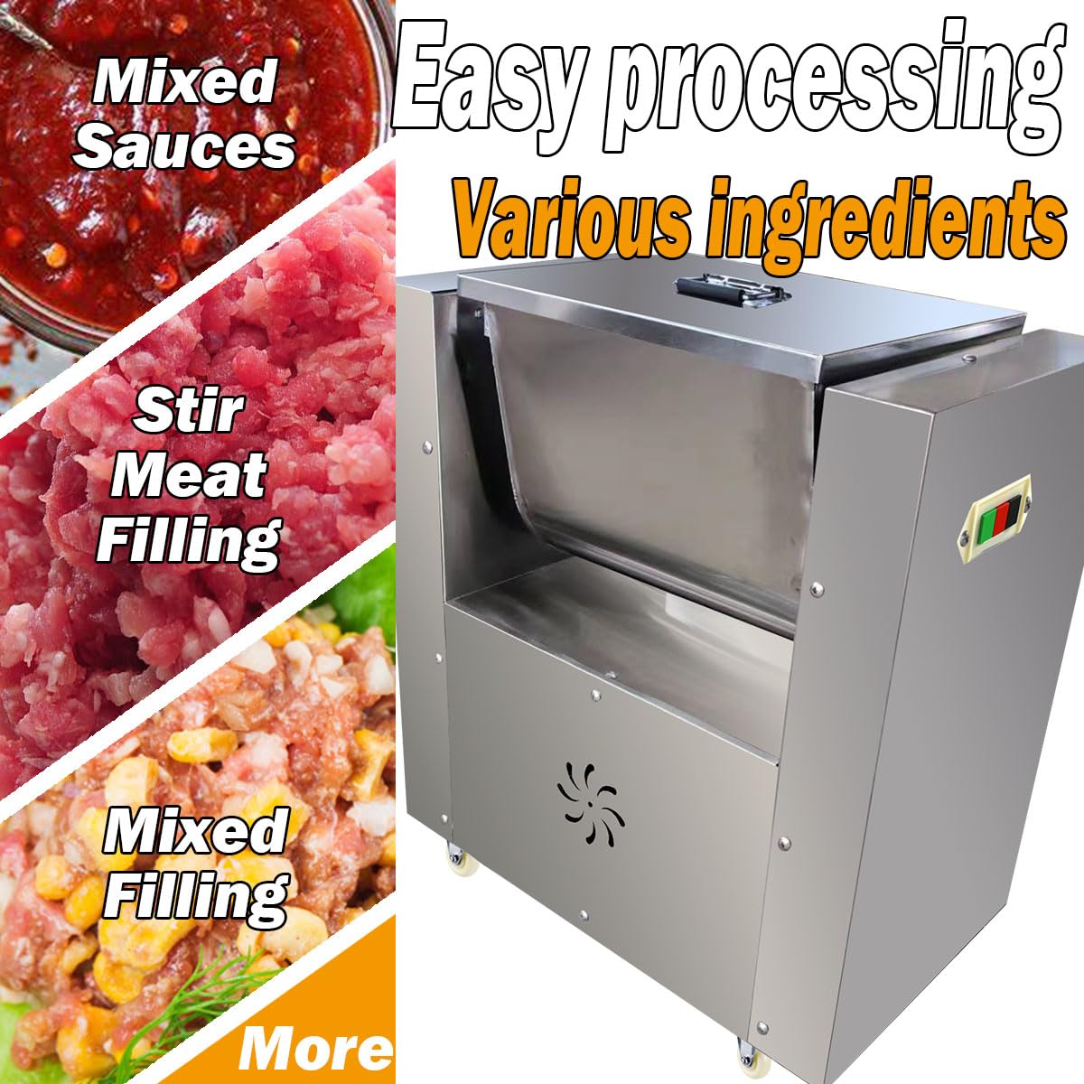 TXMACHINE® Commercial Food Preparation Equipment Automatic Vegetables Stuffing Mixing Machine Meat Stuffing Mixer Stand Mixers filling blending blender machine (220V/60HZ, 30L/7.9GAL)