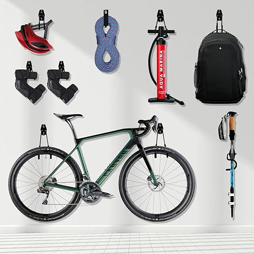 Miniatura 6 de BSRHOME Ganchos de garaje, paquete de 6 ganchos de acero para almacenamiento de garaje con 2 organizadores de cables de extensión, ganchos