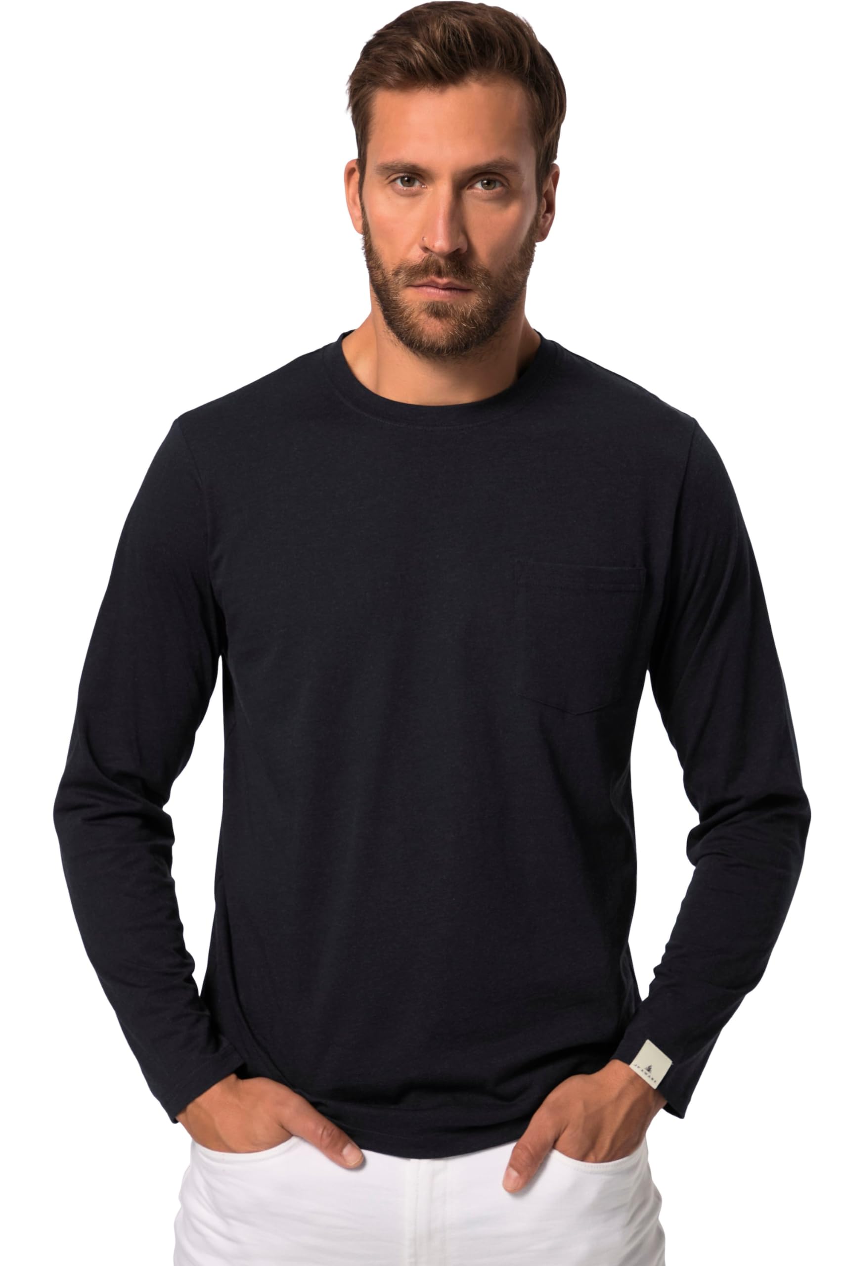 JP 1880 Men's Large Sizes Plus Sizes Menswear L-8XL JP Aware Long Sleeve Shirt, GOTS Certified Organic Cotton 824732
