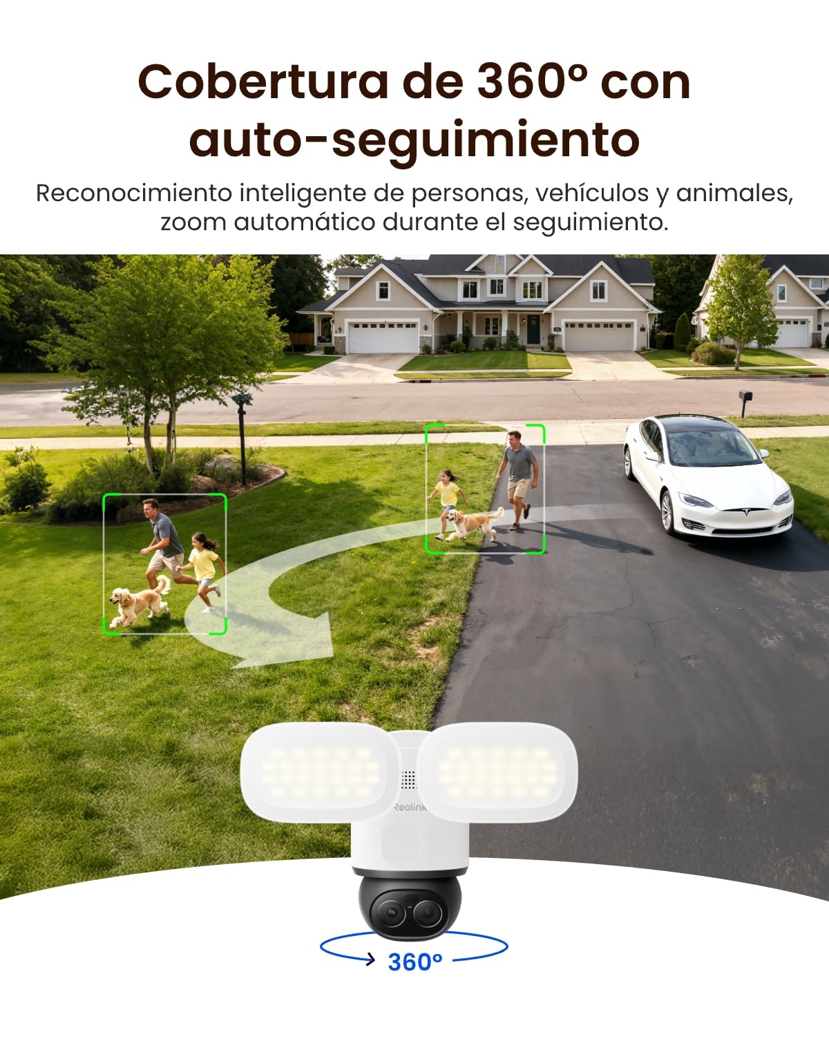 Reolink Camara Vigilancia WiFi Exterior 4K PTZ, TrackFlex Floodlight WiFi | Foco de 3000 Lúmenes (3000K~6500K), Zoom con Seguimiento Automático, Búsqueda Local de Vídeo IA, Detección PIR 270°