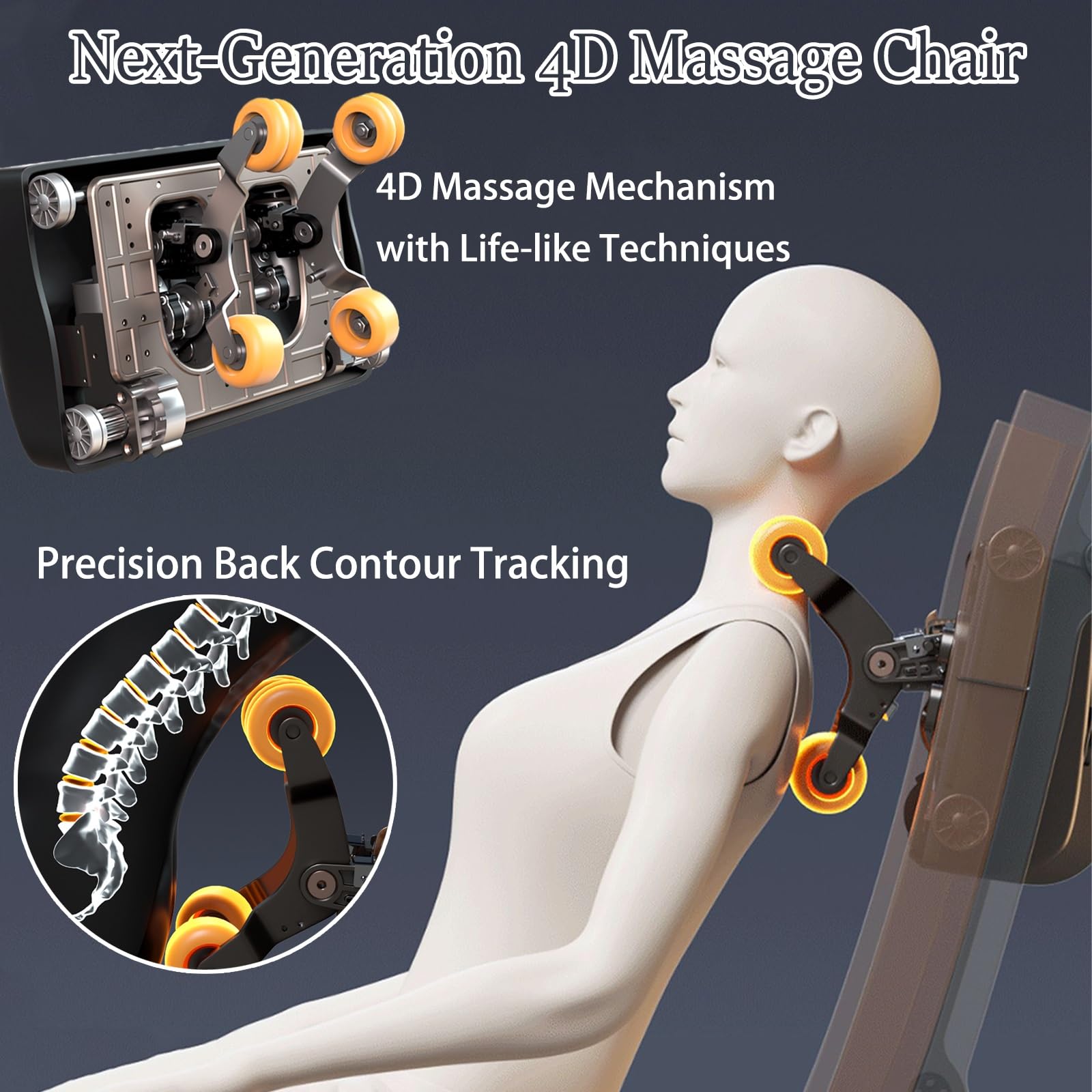 Sillón de Masaje Reclinable 4D Gravedad Cero con Escaneo Corporal, Terapia de Calor y Diseño Ahorrador de Espacio(Brown)